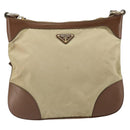 PRADA Shoulder Bag Nylon Beige Gold Auth 170308-13