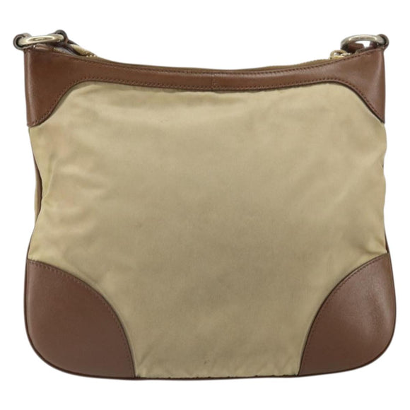 PRADA Shoulder Bag Nylon Beige Gold Auth 170308