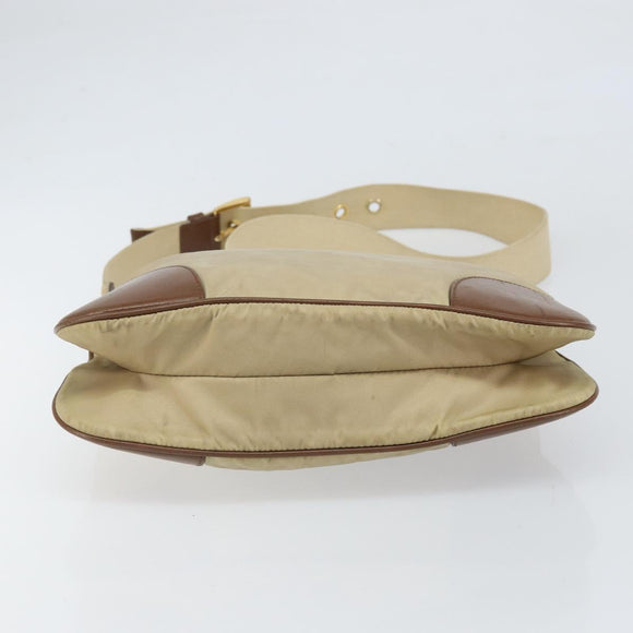 PRADA Shoulder Bag Nylon Beige Gold Auth 170308