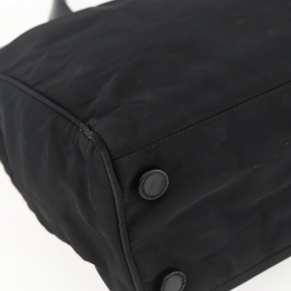 PRADA Hand Bag Nylon Black Silver Auth 170309