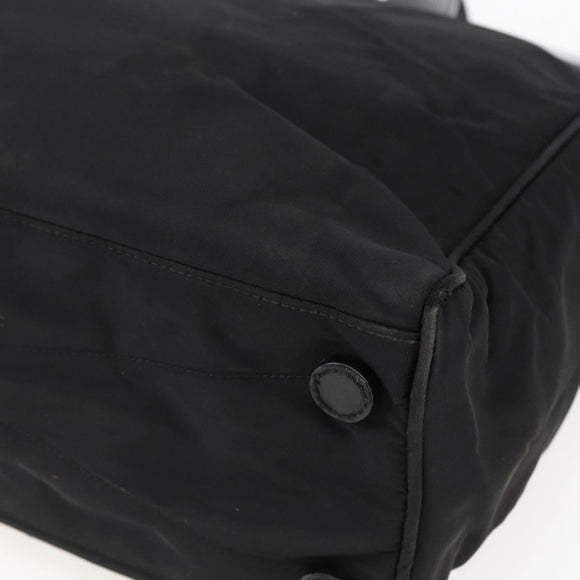 PRADA Hand Bag Nylon Black Silver Auth 170309