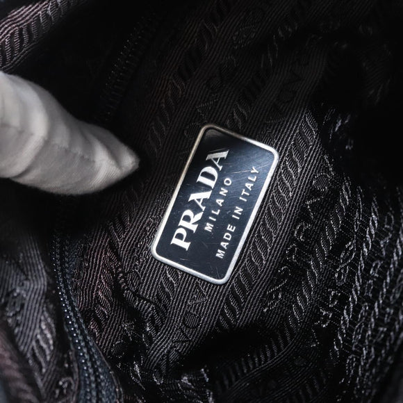 PRADA Shoulder Bag Nylon Black Silver Auth 170310