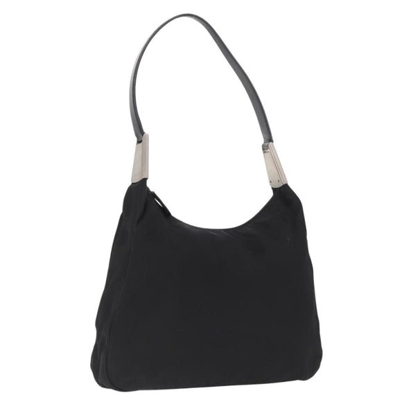 PRADA Shoulder Bag Nylon Black Silver Auth 170310