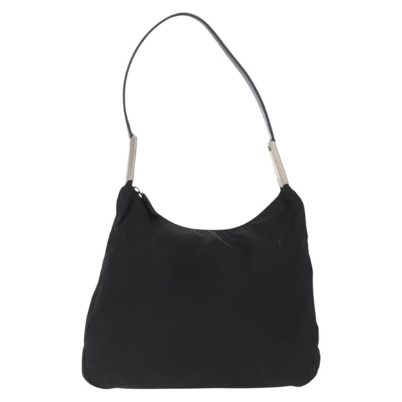 PRADA Shoulder Bag Nylon Black Silver Auth 170310