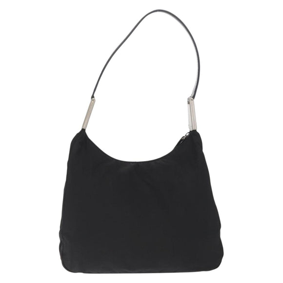 PRADA Shoulder Bag Nylon Black Silver Auth 170310