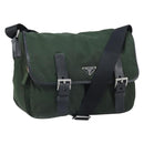 PRADA Schoudertas Nylon Groen Zilver Auth 170312-1
