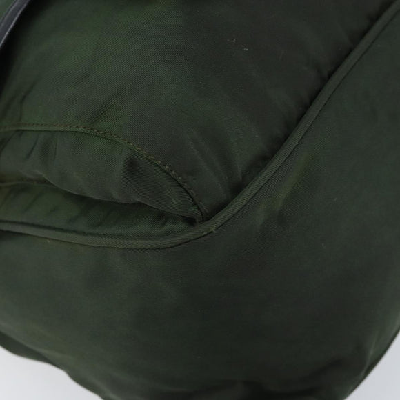PRADA Schoudertas Nylon Groen Zilver Auth 170312