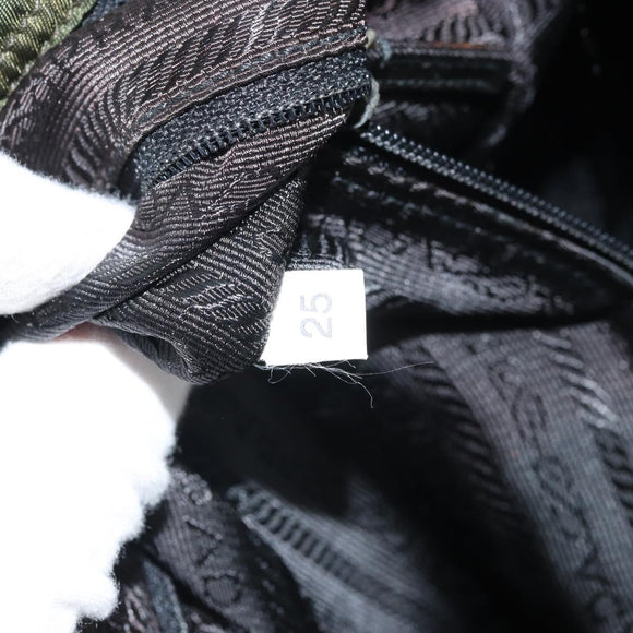 PRADA Schoudertas Nylon Groen Zilver Auth 170312