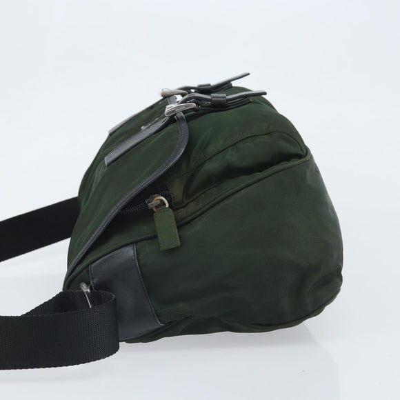 PRADA Schoudertas Nylon Groen Zilver Auth 170312