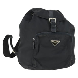 PRADA Backpack Nylon Black Silver Auth 170313
