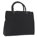 GUCCI GG Canvas Bamboo Tote Bag Nylon Black Silver 002 1010 Auth 170314-1