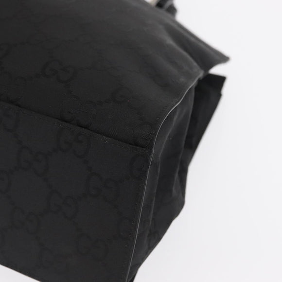 GUCCI GG Canvas Bamboo Tote Bag Nylon Black Silver 002 1010 Auth 170314