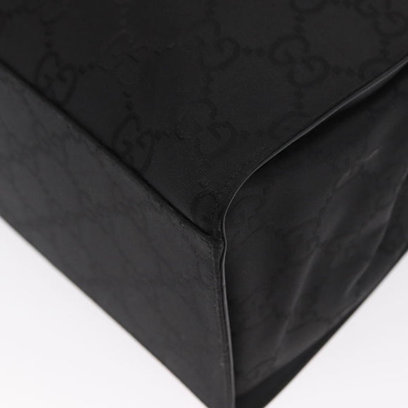 GUCCI GG Canvas Bamboo Tote Bag Nylon Black Silver 002 1010 Auth 170314