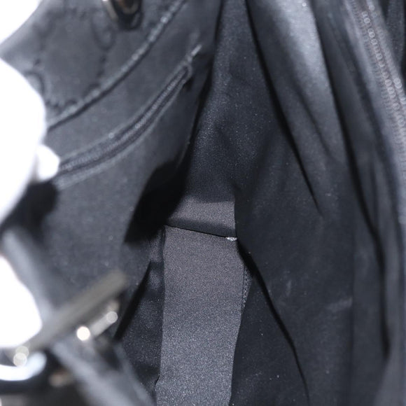 GUCCI GG Canvas Bamboo Tote Bag Nylon Black Silver 002 1010 Auth 170314