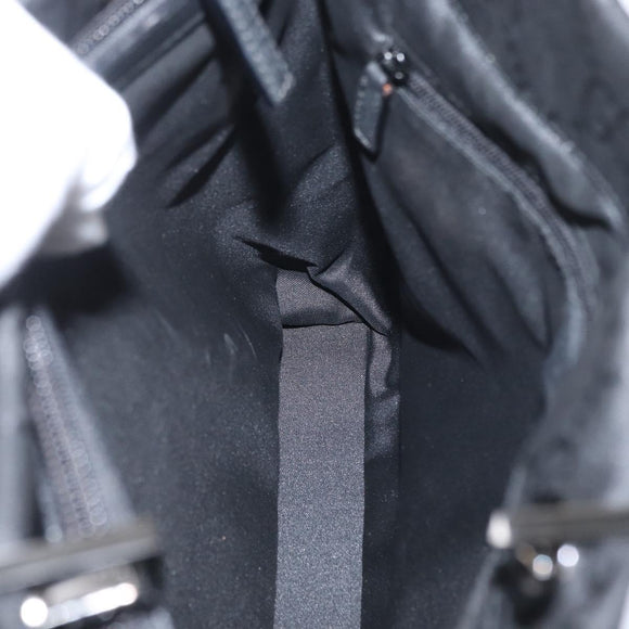 GUCCI GG Canvas Bamboo Tote Bag Nylon Black Silver 002 1010 Auth 170314