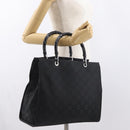 GUCCI GG Canvas Bamboo Tote Bag Nylon Black Silver 002 1010 Auth 170314-26