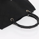 GUCCI GG Canvas Bamboo Tote Bag Nylon Black Silver 002 1010 Auth 170314-6