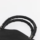 GUCCI GG Canvas Bamboo Tote Bag Nylon Black Silver 002 1010 Auth 170314-8