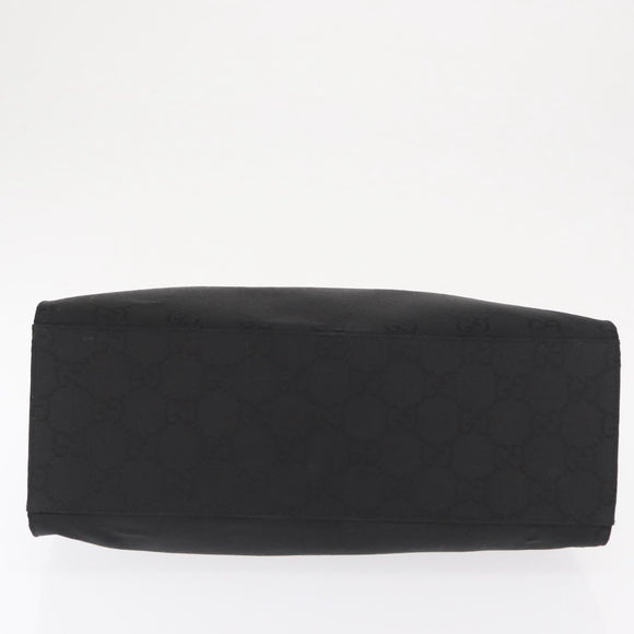 GUCCI GG Canvas Bamboo Tote Bag Nylon Black Silver 002 1010 Auth 170314