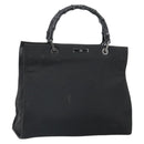 GUCCI Bamboo Tote Bag Nylon Black Silver 002 1010 Auth 170315-1