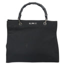 GUCCI Bamboo Tote Bag Nylon Black Silver 002 1010 Auth 170315-13