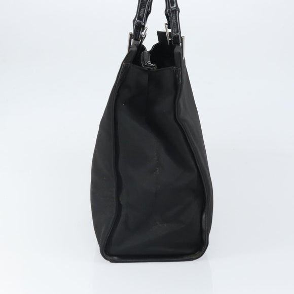 GUCCI Bamboo Tote Bag Nylon Black Silver 002 1010 Auth 170315