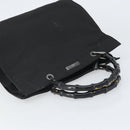 GUCCI Bamboo Tote Bag Nylon Black Silver 002 1010 Auth 170315-6