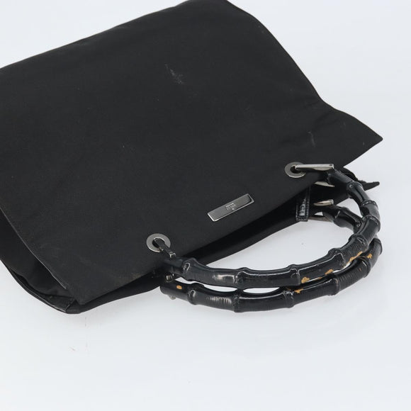 GUCCI Bamboo Tote Bag Nylon Black Silver 002 1010 Auth 170315