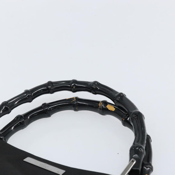 GUCCI Bamboo Tote Bag Nylon Black Silver 002 1010 Auth 170315