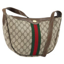 GUCCI GG Supreme Web Sherry Line Shoulder Bag PVC Beige Red Auth 170320-1