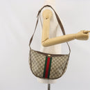 GUCCI GG Supreme Web Sherry Line Shoulder Bag PVC Beige Red Auth 170320-25