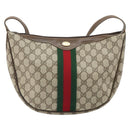 GUCCI GG Supreme Web Sherry Line Shoulder Bag PVC Beige Red Auth 170320-15