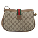 GUCCI GG Supreme Web Sherry Line Bag PVC Beige Gold 116 02 024 Auth 170321-3