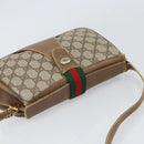 GUCCI GG Supreme Web Sherry Line Bag PVC Beige Gold 116 02 024 Auth 170321-6