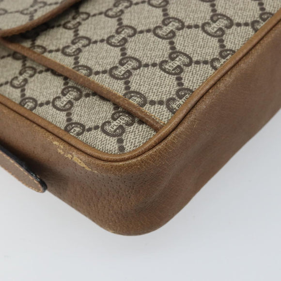 GUCCI GG Plus Supreme Shoulder Bag PVC Beige Gold Auth 170322