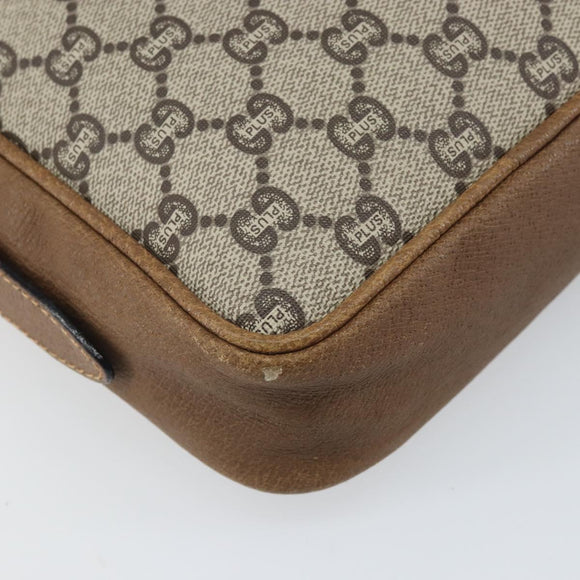 GUCCI GG Plus Supreme Shoulder Bag PVC Beige Gold Auth 170322