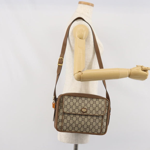 GUCCI GG Plus Supreme Shoulder Bag PVC Beige Gold Auth 170322