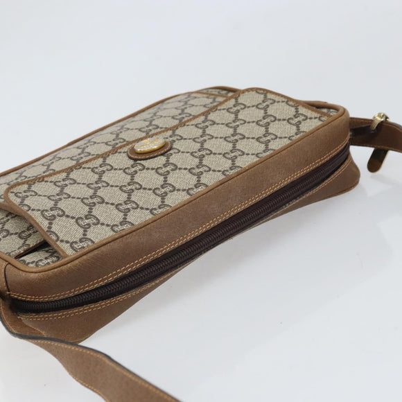 GUCCI GG Plus Supreme Shoulder Bag PVC Beige Gold Auth 170322
