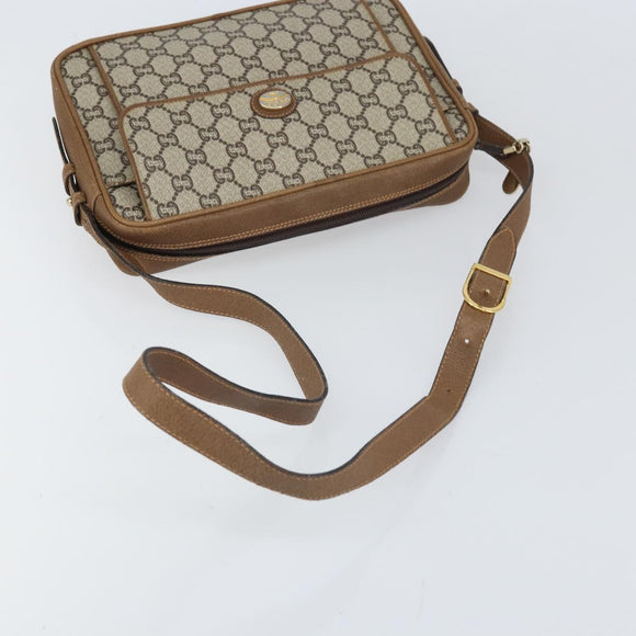 GUCCI GG Plus Supreme Shoulder Bag PVC Beige Gold Auth 170322