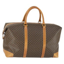 CELINE Macadam Canvas Boston Bag PVC Leather Brown Gold Auth 170328-1