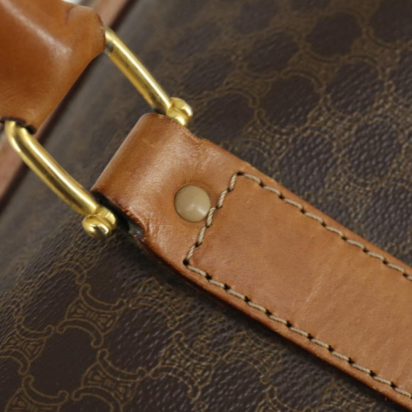 CELINE Macadam Canvas Boston Bag PVC Leather Brown Gold Auth 170328