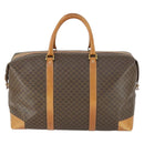 CELINE Macadam Canvas Boston Bag PVC Leather Brown Gold Auth 170328-13