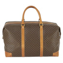 CELINE Macadam Canvas Boston Bag PVC Leather Brown Gold Auth 170328-2