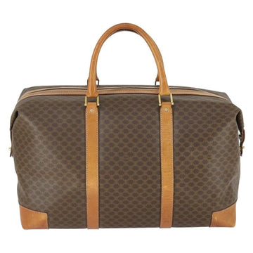 CELINE Macadam Canvas Boston Bag PVC Leather Brown Gold Auth 170328 - 0