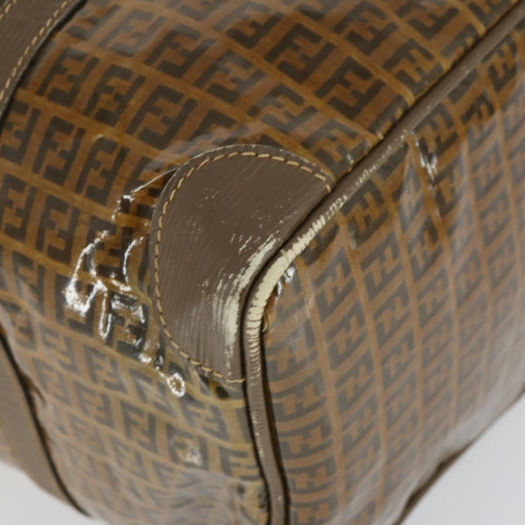 FENDI Zucchino Canvas Boston Bag Brown Auth 170329