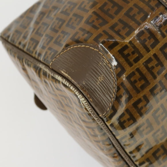 FENDI Zucchino Canvas Boston Bag Brown Auth 170329