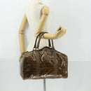 FENDI Zucchino Canvas Boston Bag Brown Auth 170329-20