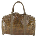 FENDI Zucchino Canvas Boston Bag Brown Auth 170329-2