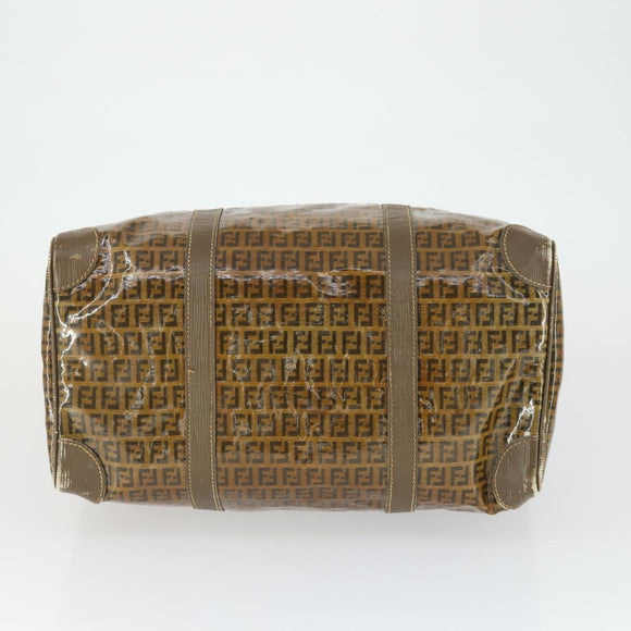 FENDI Zucchino Canvas Boston Bag Brown Auth 170329