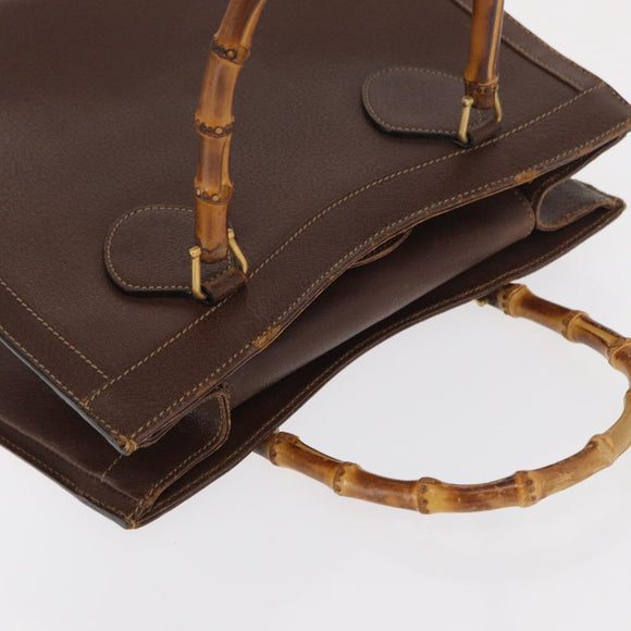 GUCCI Bamboo Tote Bag Leather Brown Gold 002 2865 0260 Auth 170330